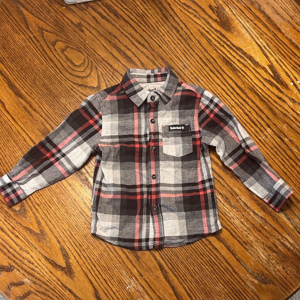 Timberland Kids Checkered Shirt - Black, Red, and White